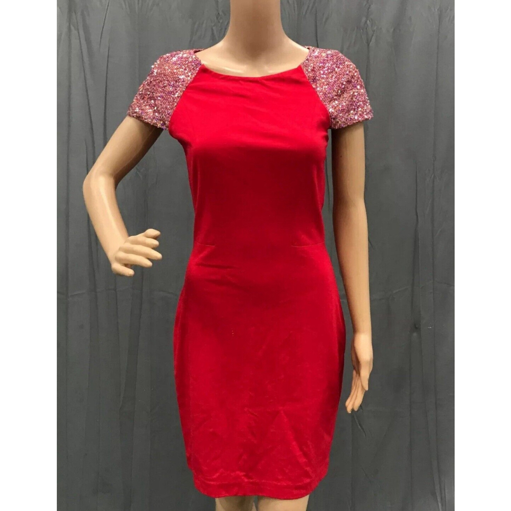 Erin Fetherston NWT Sequined Cap Sleeve Red Stretch Cocktail Dress $295 Size 10